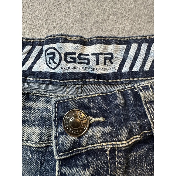 RGSTR Jeans Mens 31x30 Blue Distressed Repair Patch Slim Skinny Stretch Denim - Picture 3 of 16